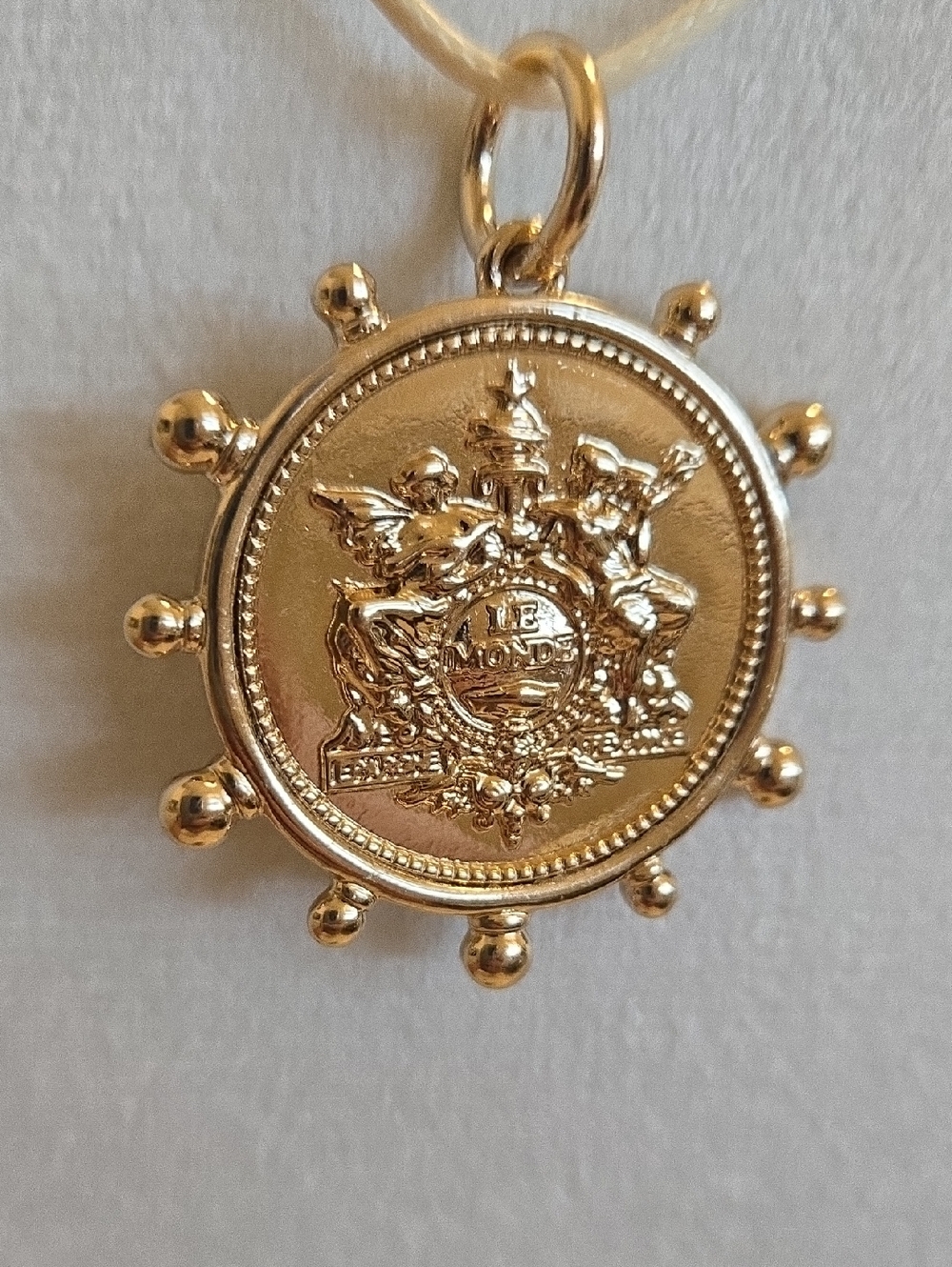 Gold bezel French Replica Lemonde coin necklace w/ Gokd accents Customizable…